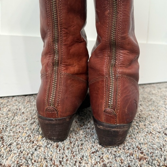Frye Button Brown Leather Zip Riding 6M 3475894 - Picture 8 of 17